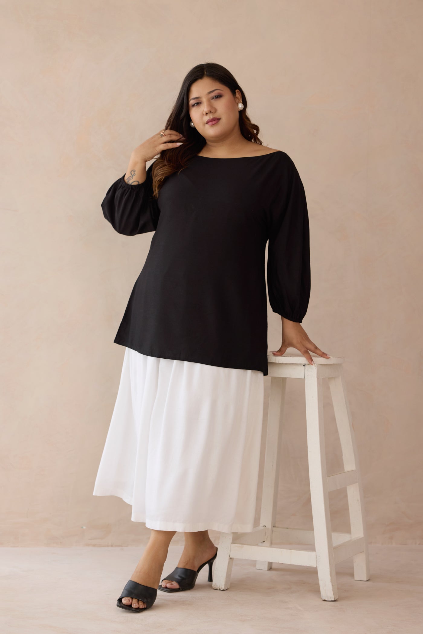Breezy Black and White Cotton Top & Skirt Co-ord Set