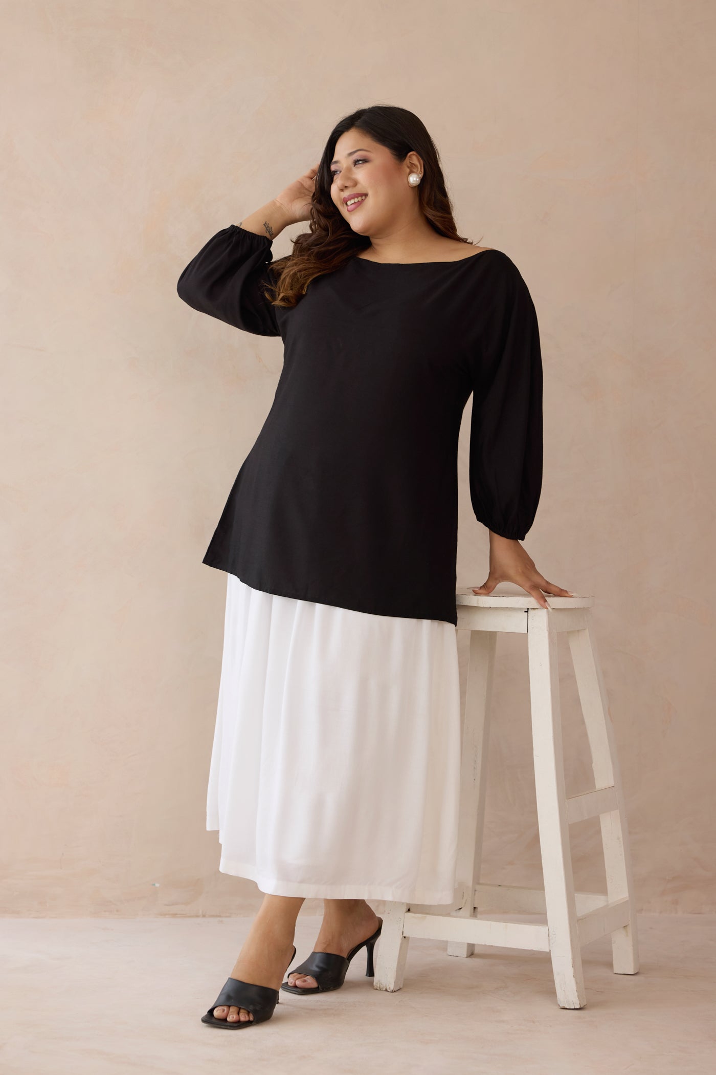 Breezy Black and White Cotton Top & Skirt Co-ord Set