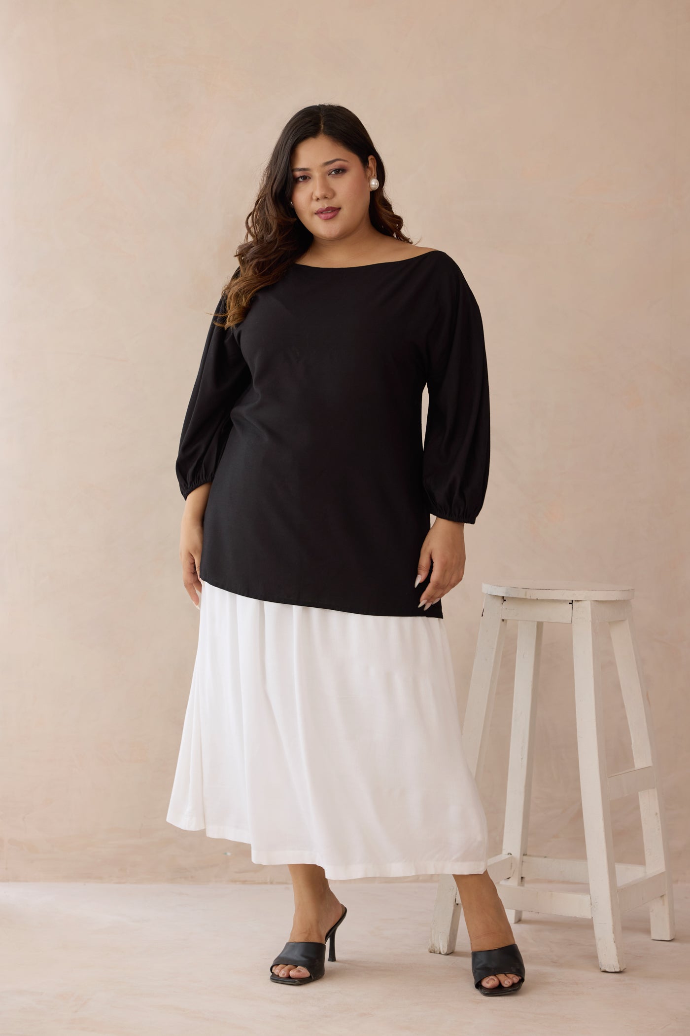 Breezy Black and White Cotton Top & Skirt Co-ord Set