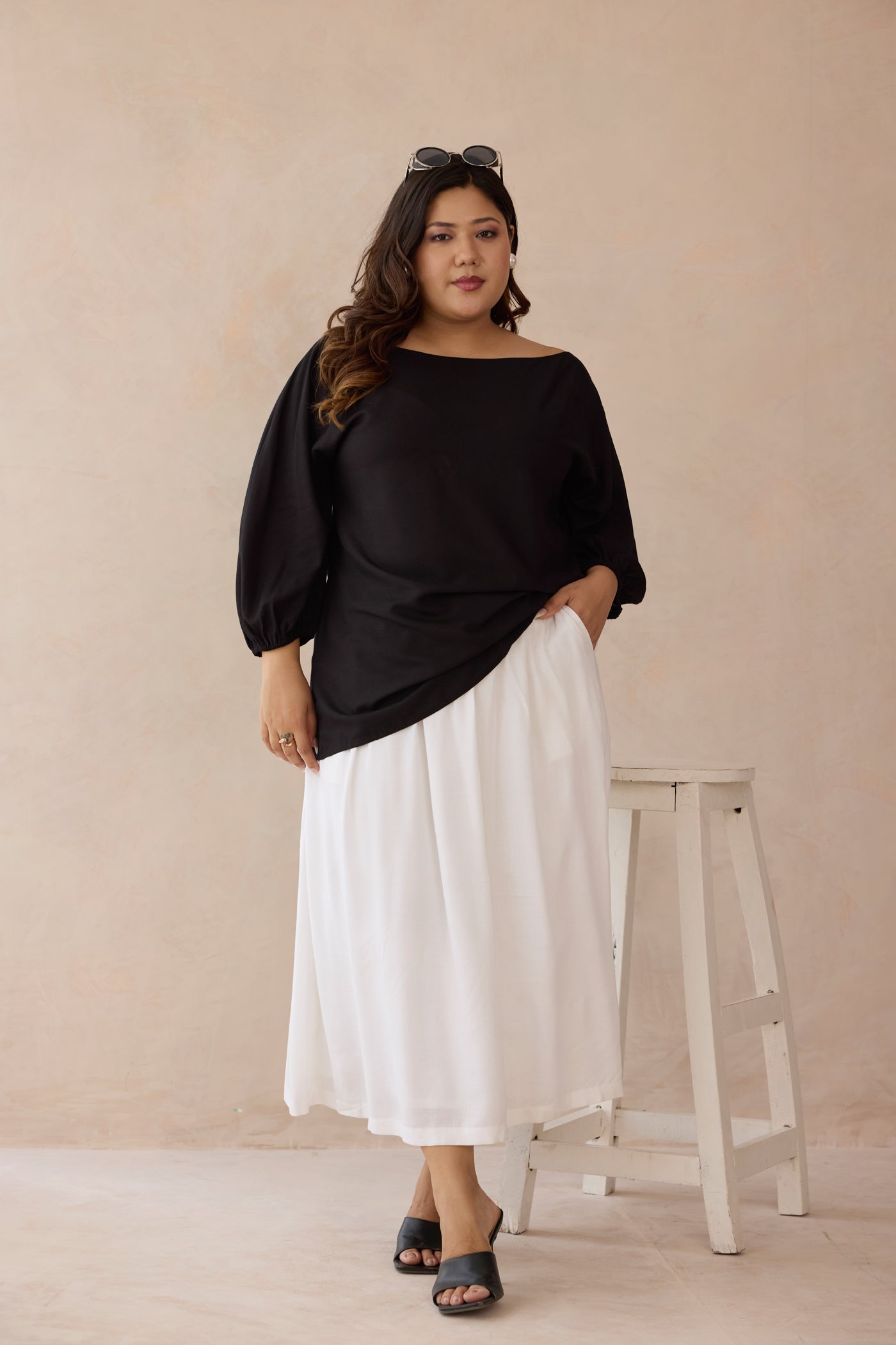 Breezy Black and White Cotton Top & Skirt Co-ord Set