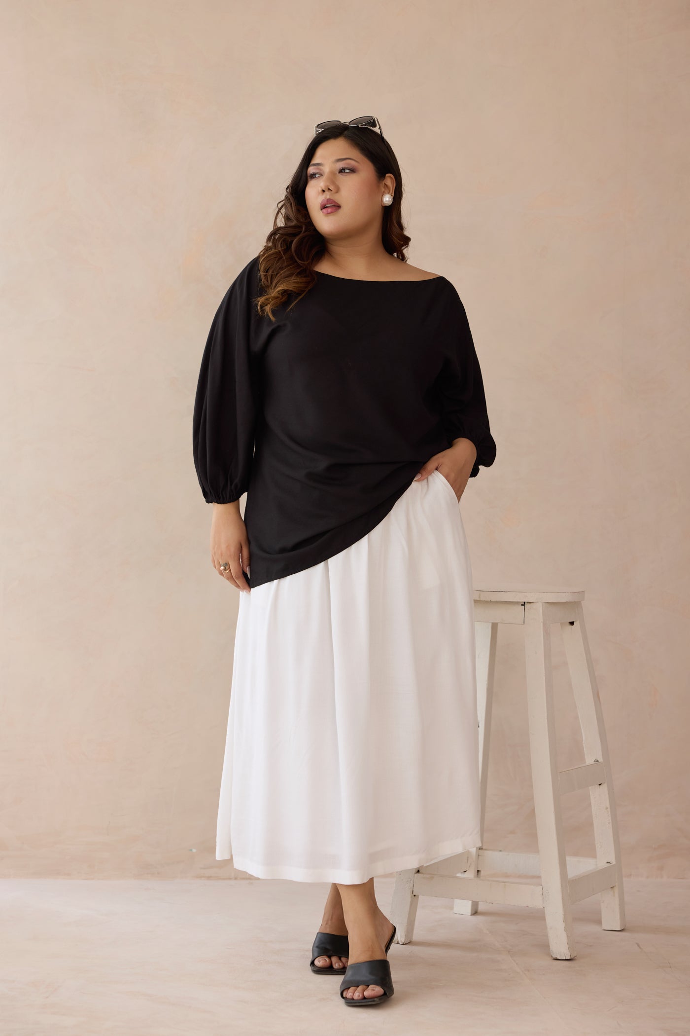 Breezy Black and White Cotton Top & Skirt Co-ord Set