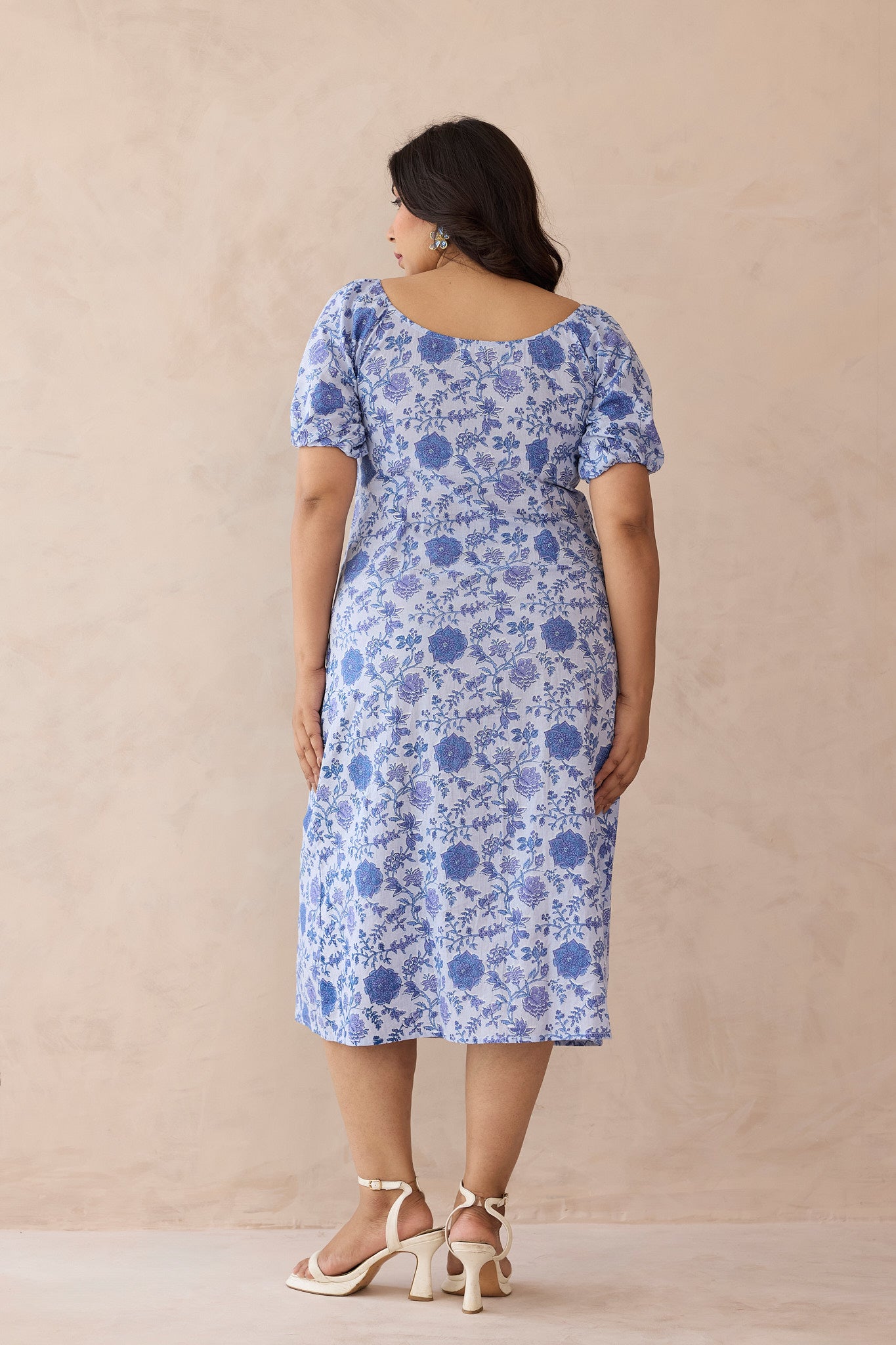 Ice Blue Gaga Printed Cotton Dress
