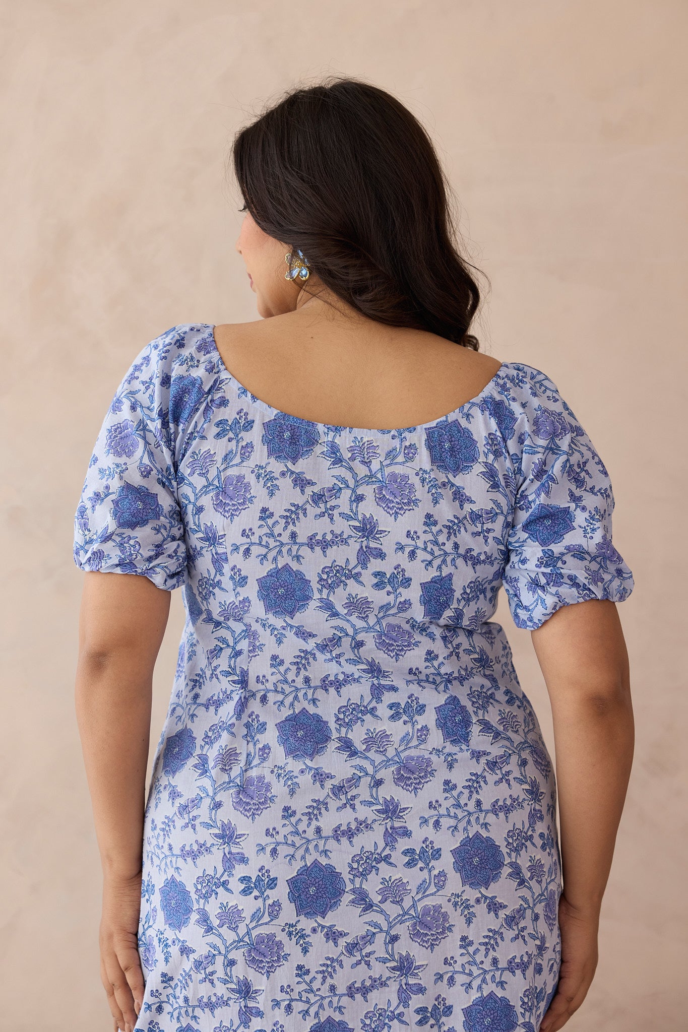 Ice Blue Gaga Printed Cotton Dress