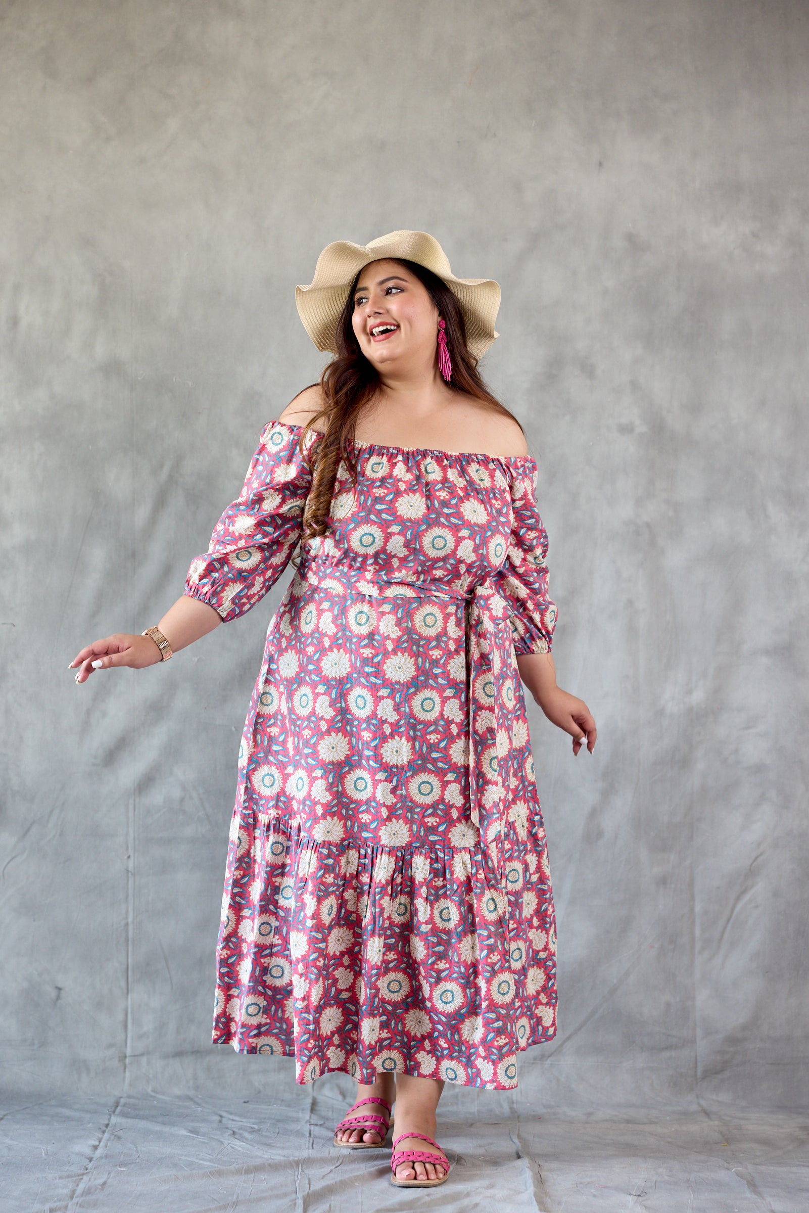plus size floral off the shoulder maxi dress Plus Size Tall Printed Off The Shoulder Dress, Multi, 22/24