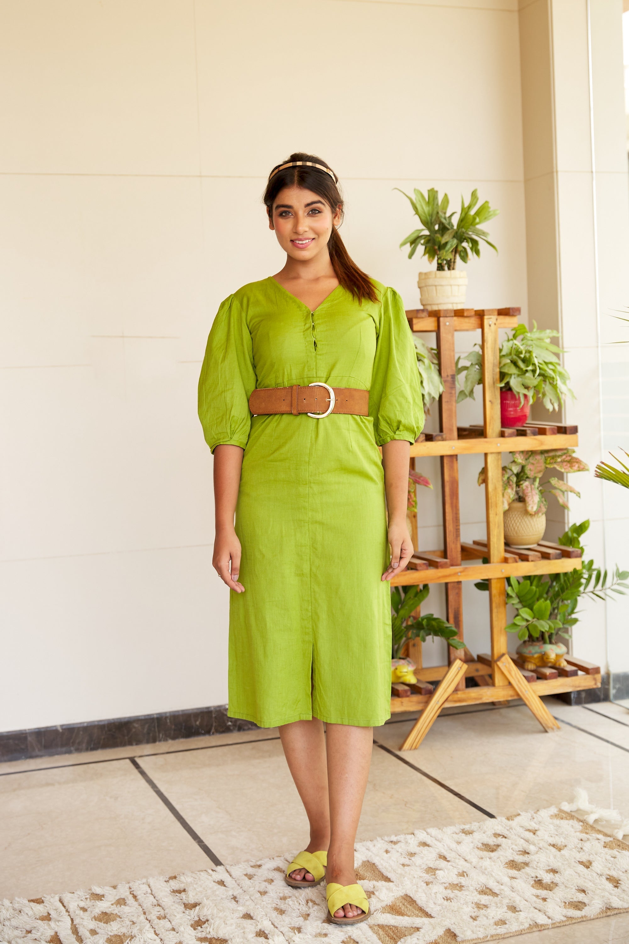 Green Linen Sheath Dress