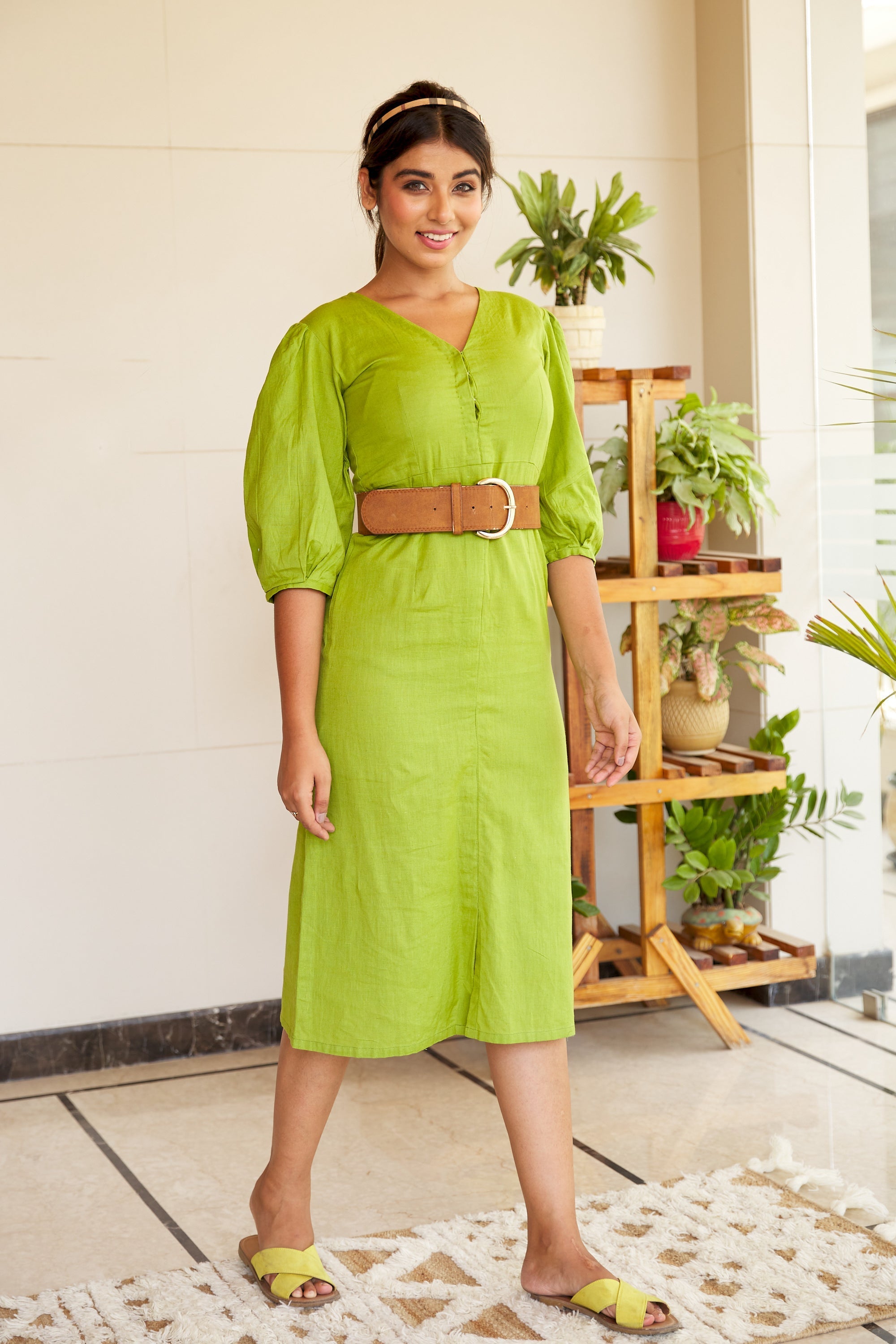 Green Linen Sheath Dress