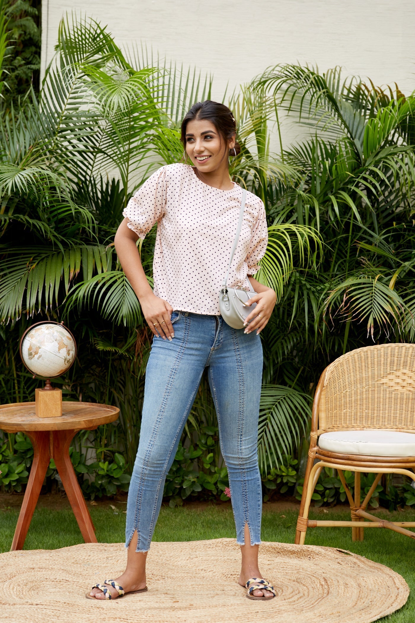 Peach Polka Puff Cute