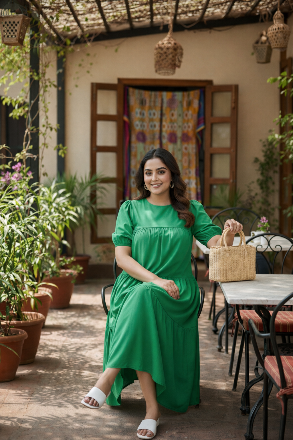 Lush Green Tiered Midi Dress