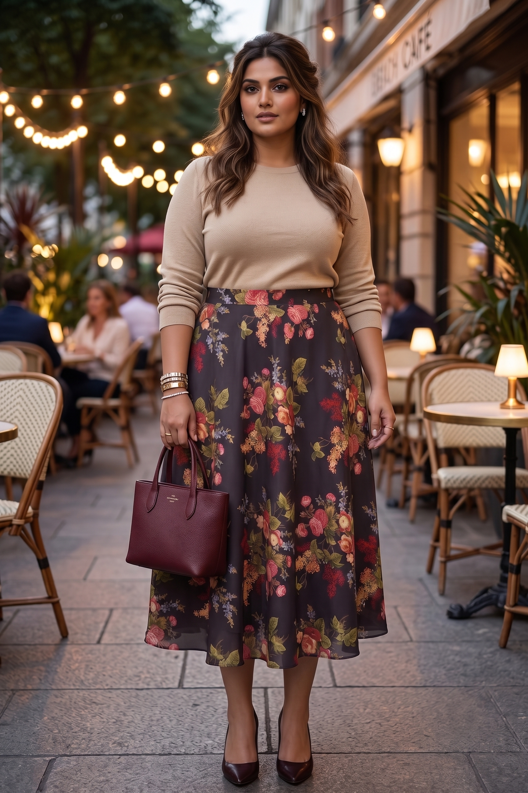 Floral Print Midi Muslin Skirt