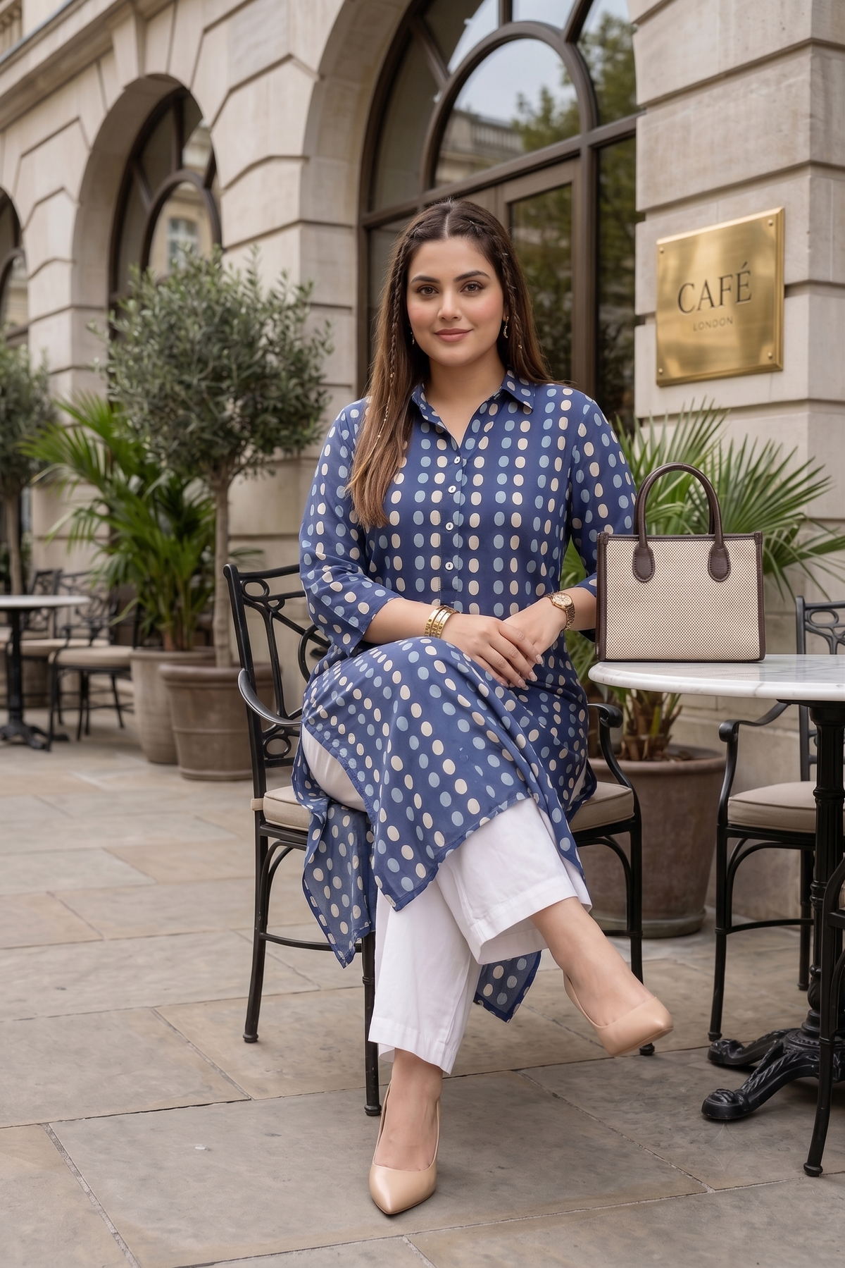 Blue Printed Cotton Straight Kurta for Women | Plus Size Everyday Ethnic Wear
