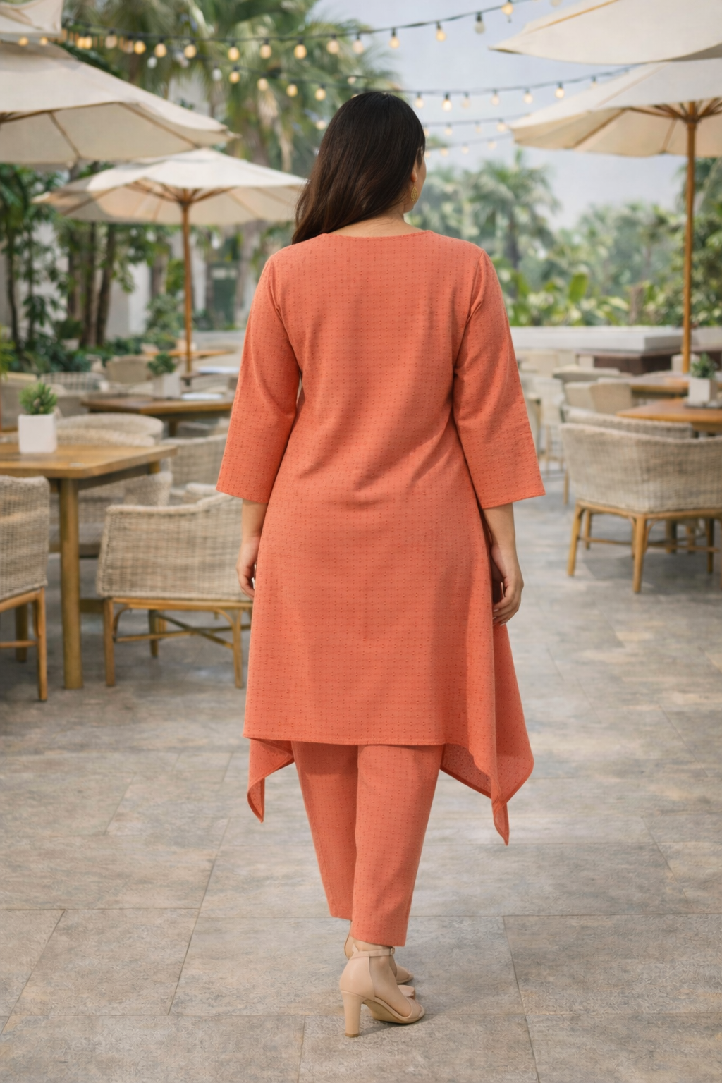 Rust Orange Dobby Cotton Co-ord Set
