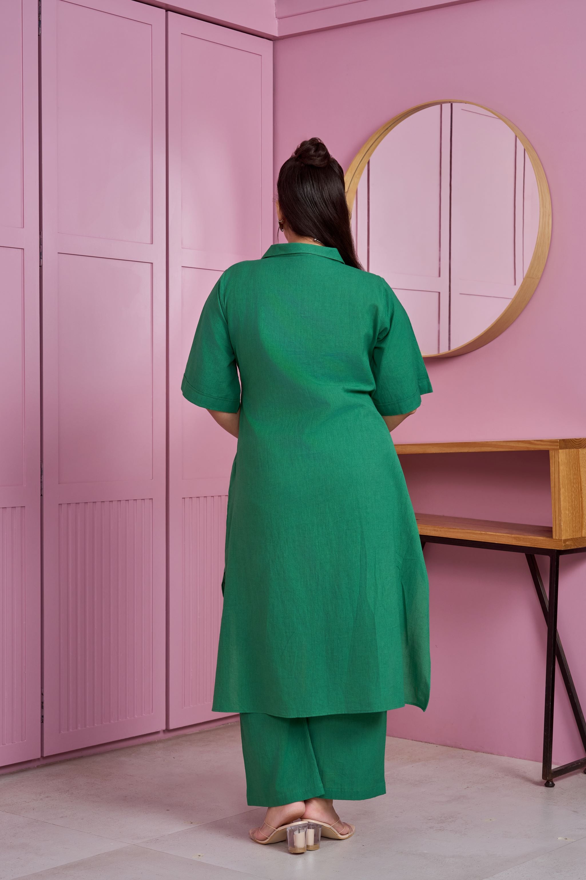 Emerald Green Hi-Lo Linen Co-ord Set