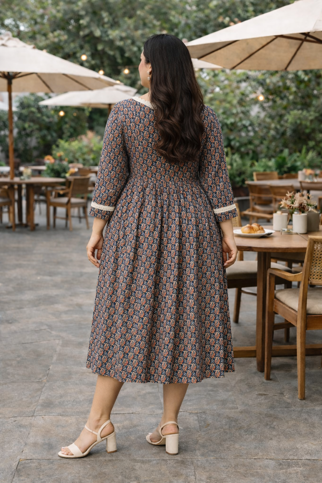 Earthy Paisley Print Midi Dress