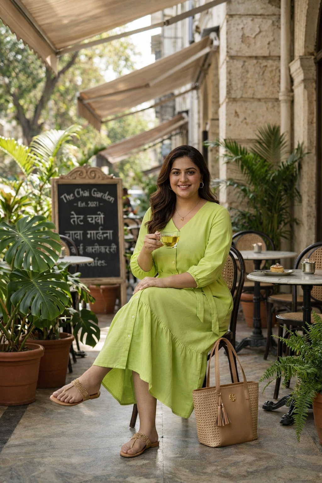 Lime Green Tiered Modal Maxi Dress