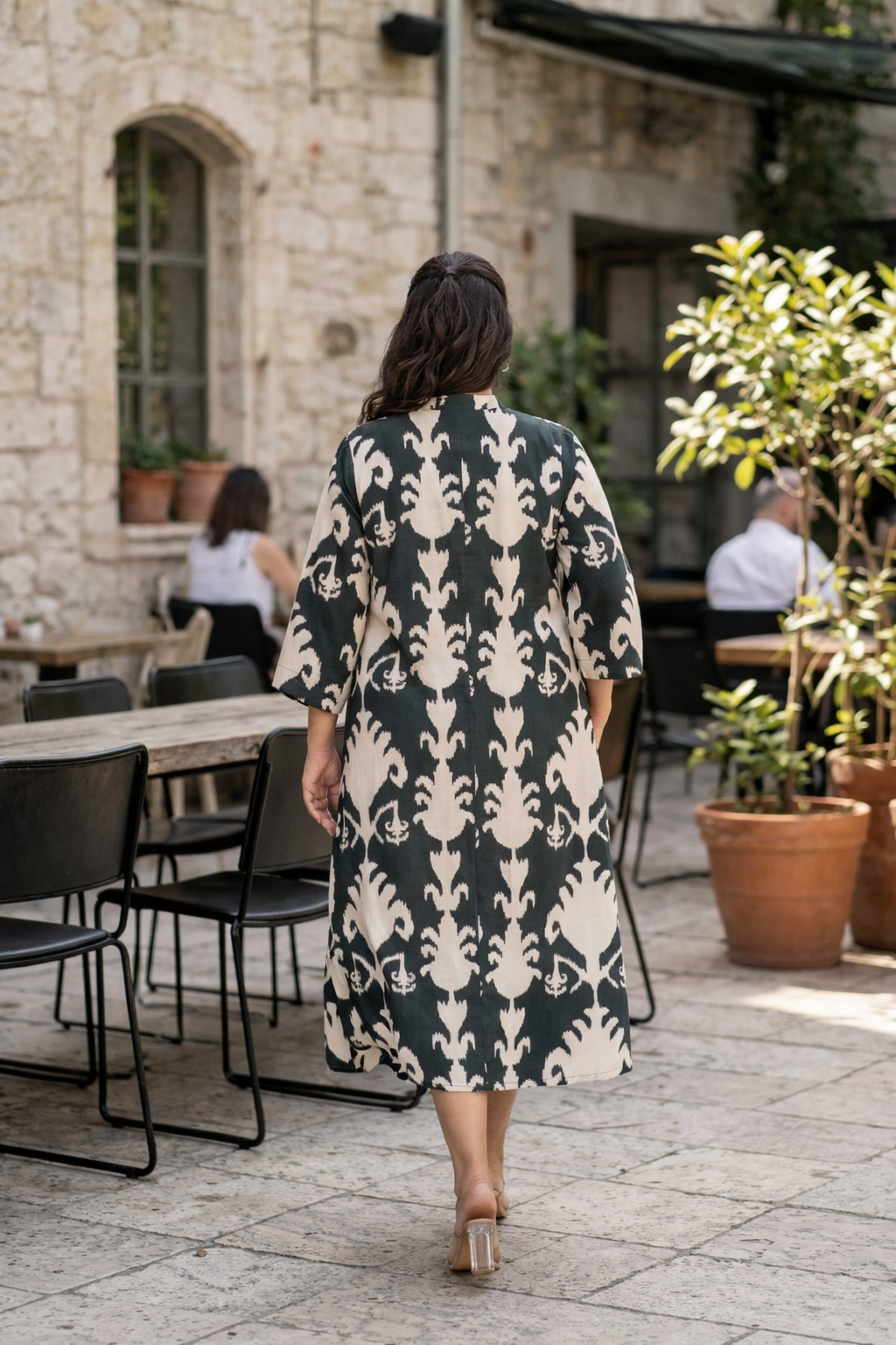 Dark Green Button-Down Printed Maxi Dress