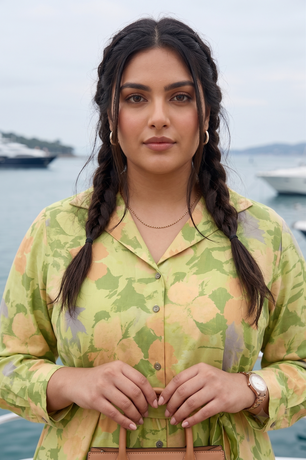 Lime Green Floral Linen Shirt Dress