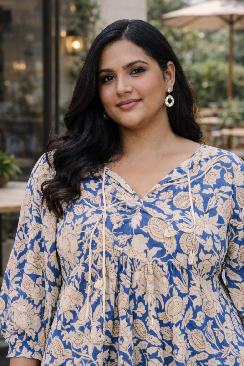 Blue Paisley Print Cotton Doll Dress