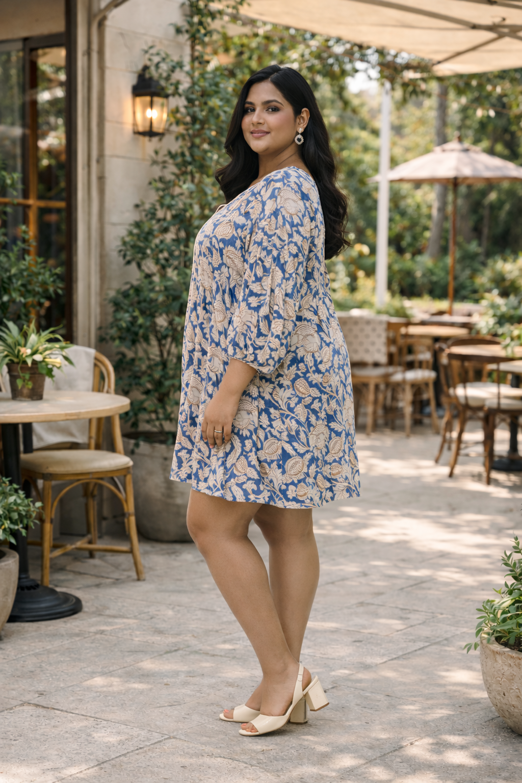 Blue Paisley Print Cotton Doll Dress