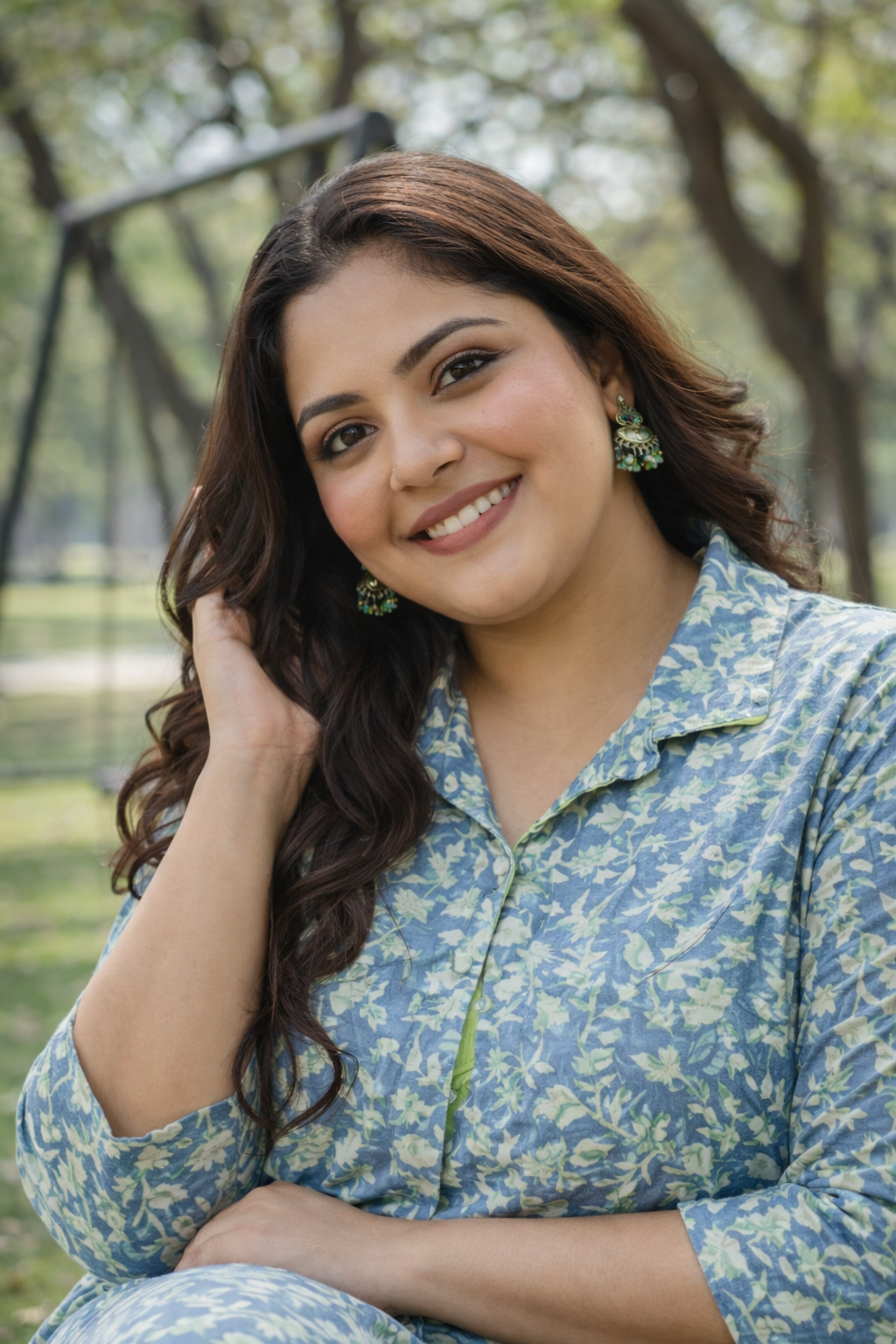 Floral-Printed Teal and Lime Green Kurta Set - (Set of 2)