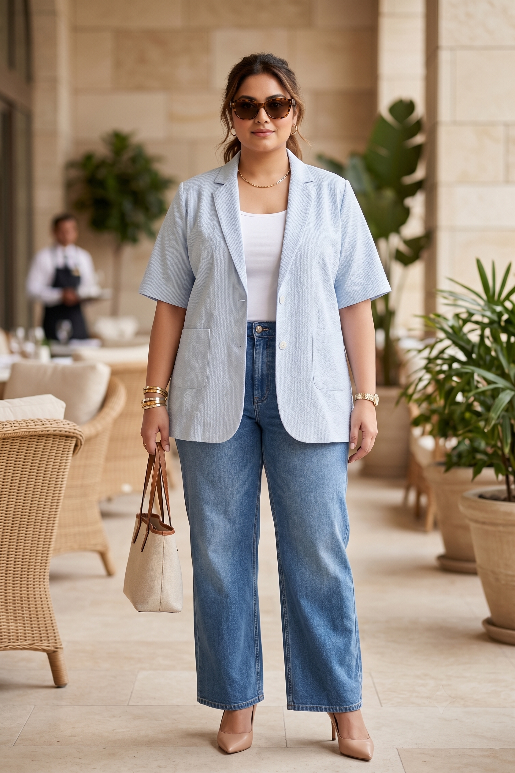 Classic Sky Blue Cotton Blazer Jacket( Only Jacket)