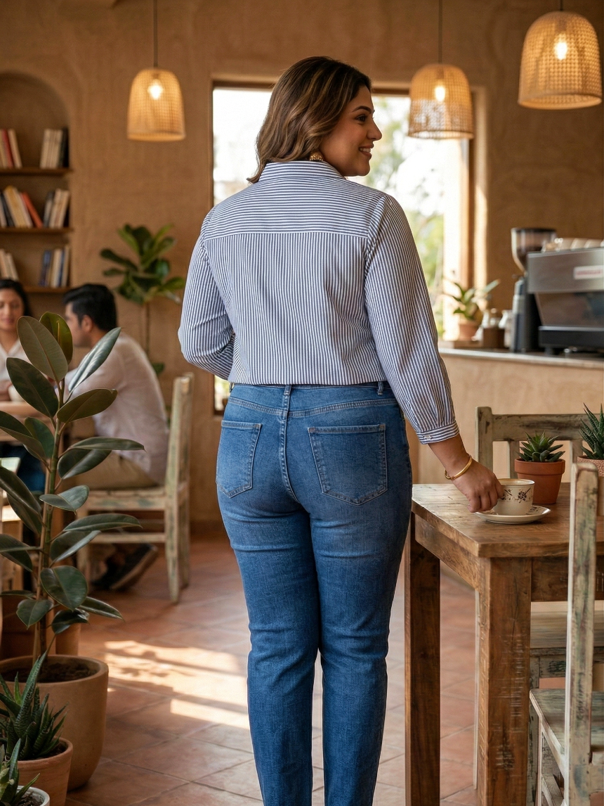 Electric Blue Striped Shirt for a Bold Office Look