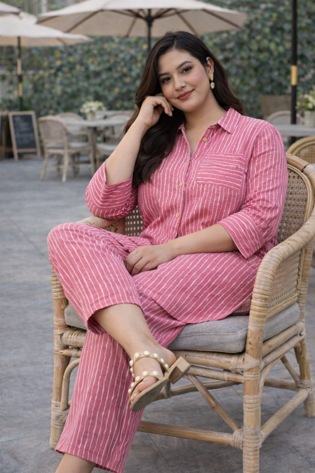 Berry Pink Button-Down Co-Ord Set (Set of 2)