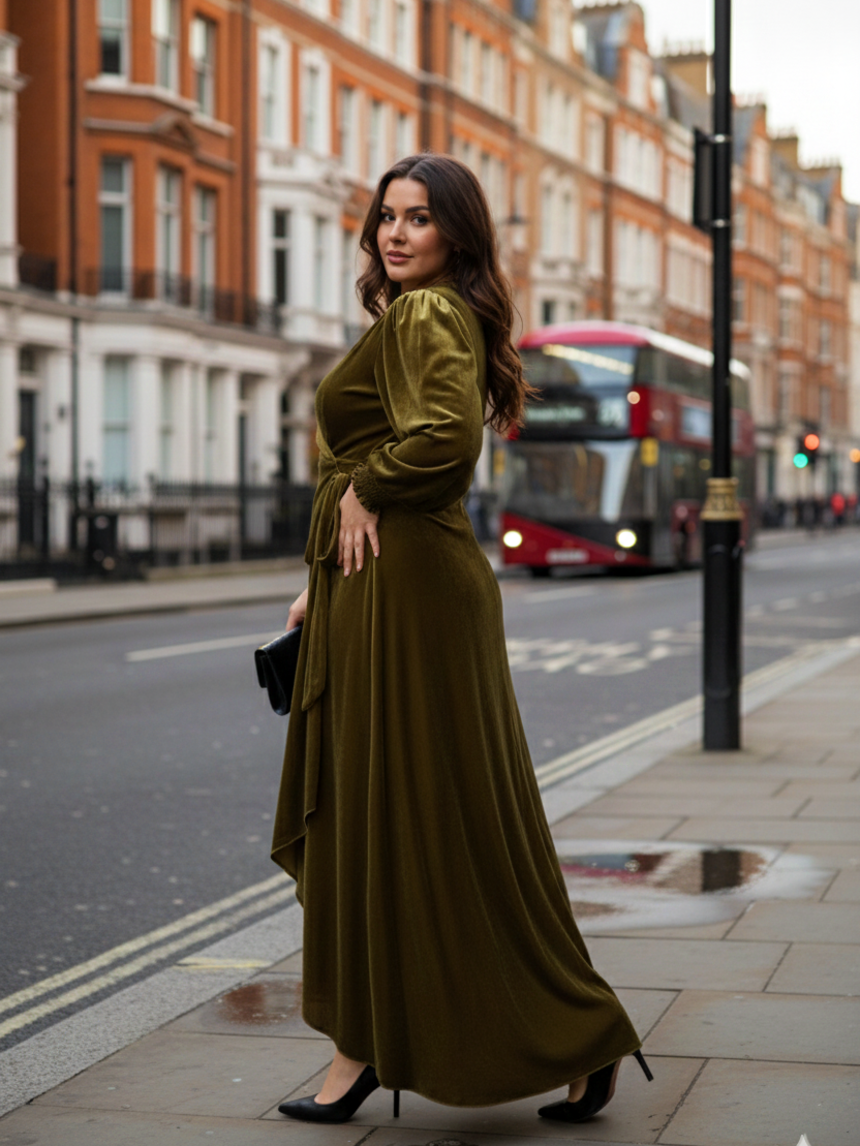 Olivia Velvet V-Neck Wrap Gown