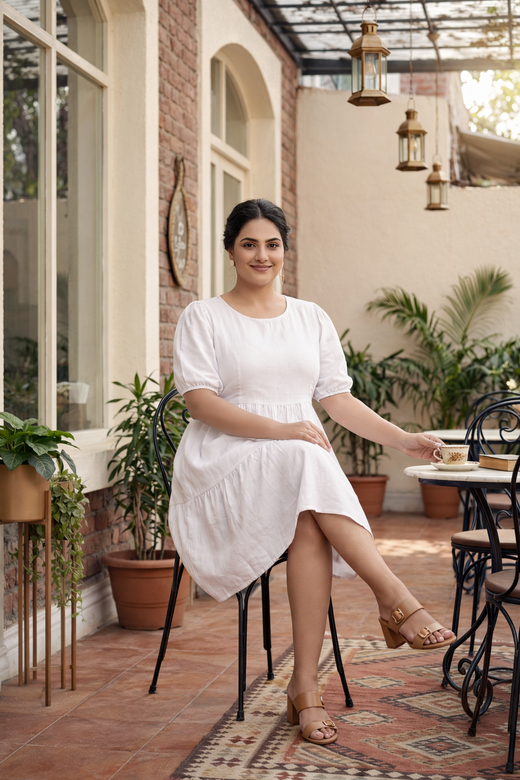 Snow White Tiered Linen Short Dress