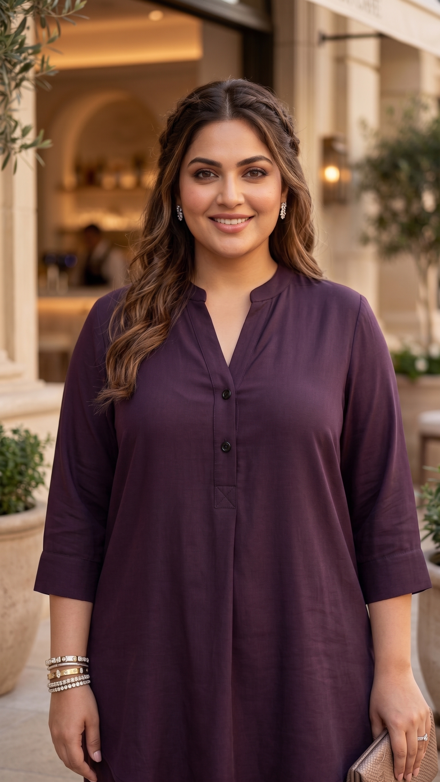 Plus Size Purple Rayon Co-Ord Set for Women | Relaxed Top & Jogger Pants Set