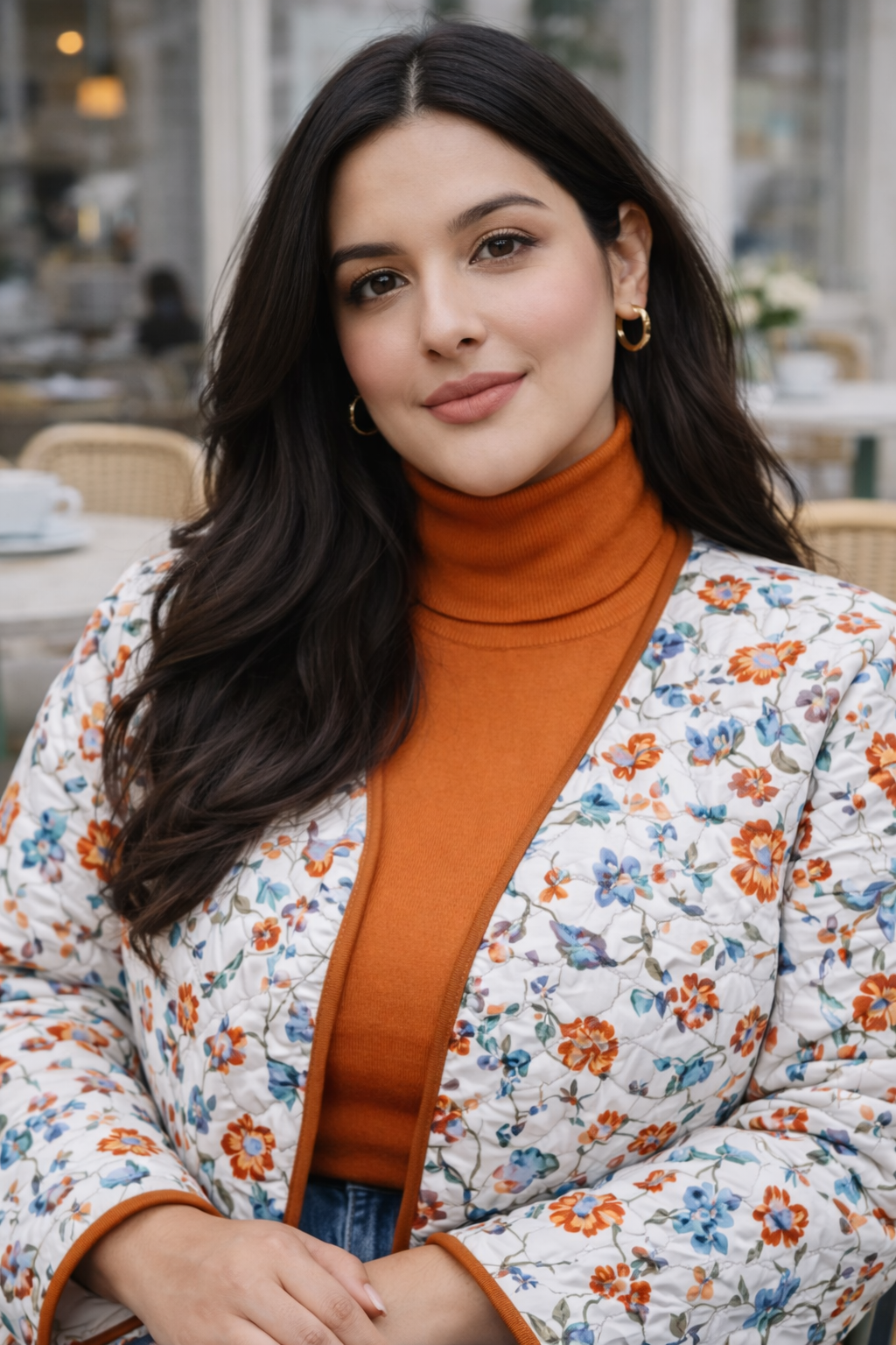 Floral Hand-Block Quilted Puffer Cotton Longline Jacket – Ivory Garden