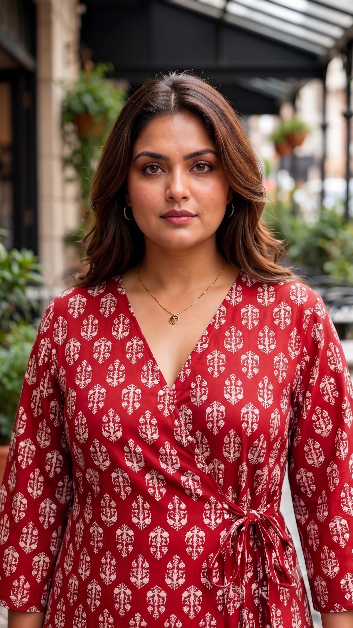 Plus Size Red Boho Printed Cotton Co-ord Set for Women – Stylish Casual Cord Set