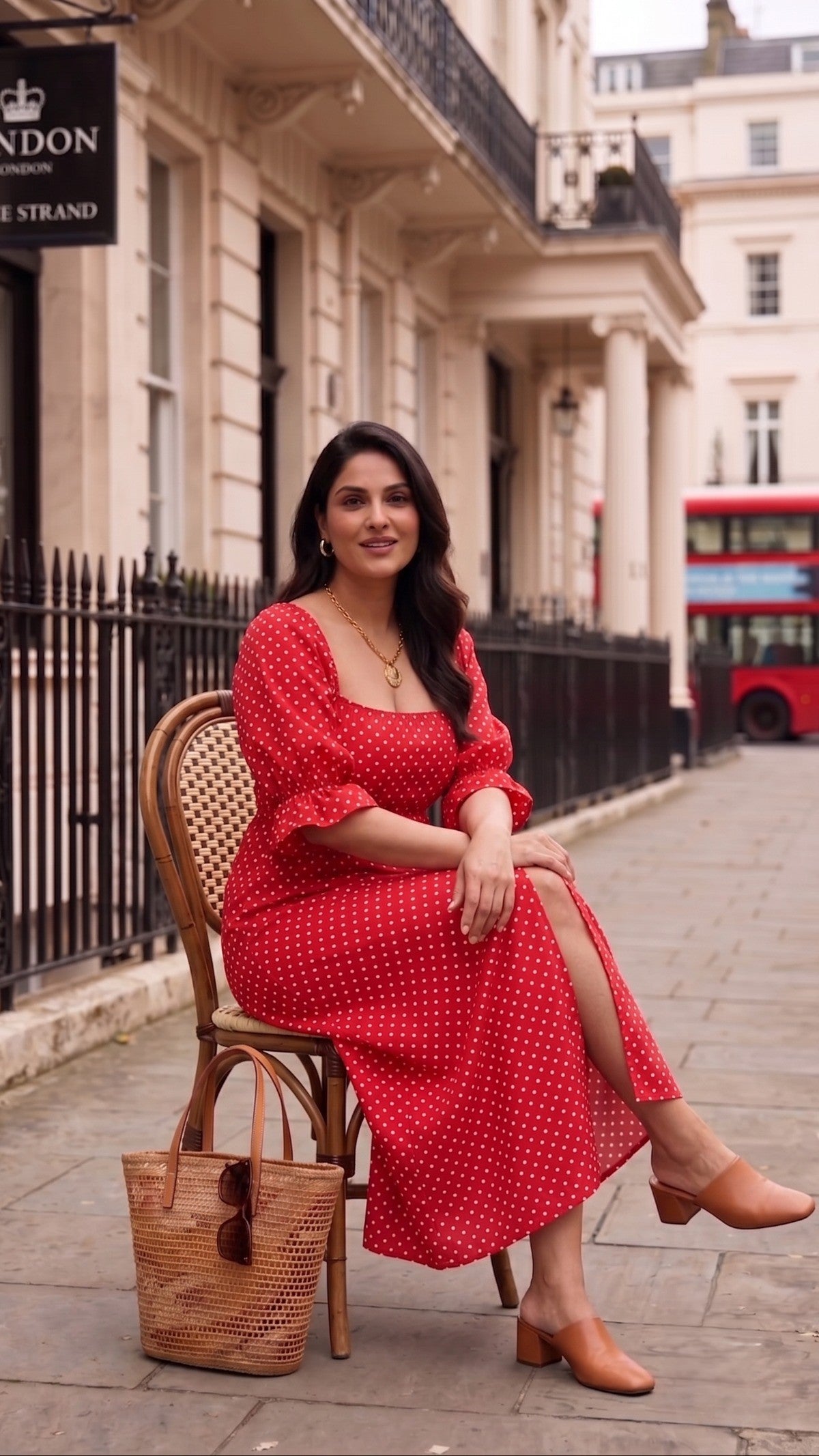 Plus Size Red Polka Dot Maxi Dress for Women | Square Neck Puff Sleeve Dress
