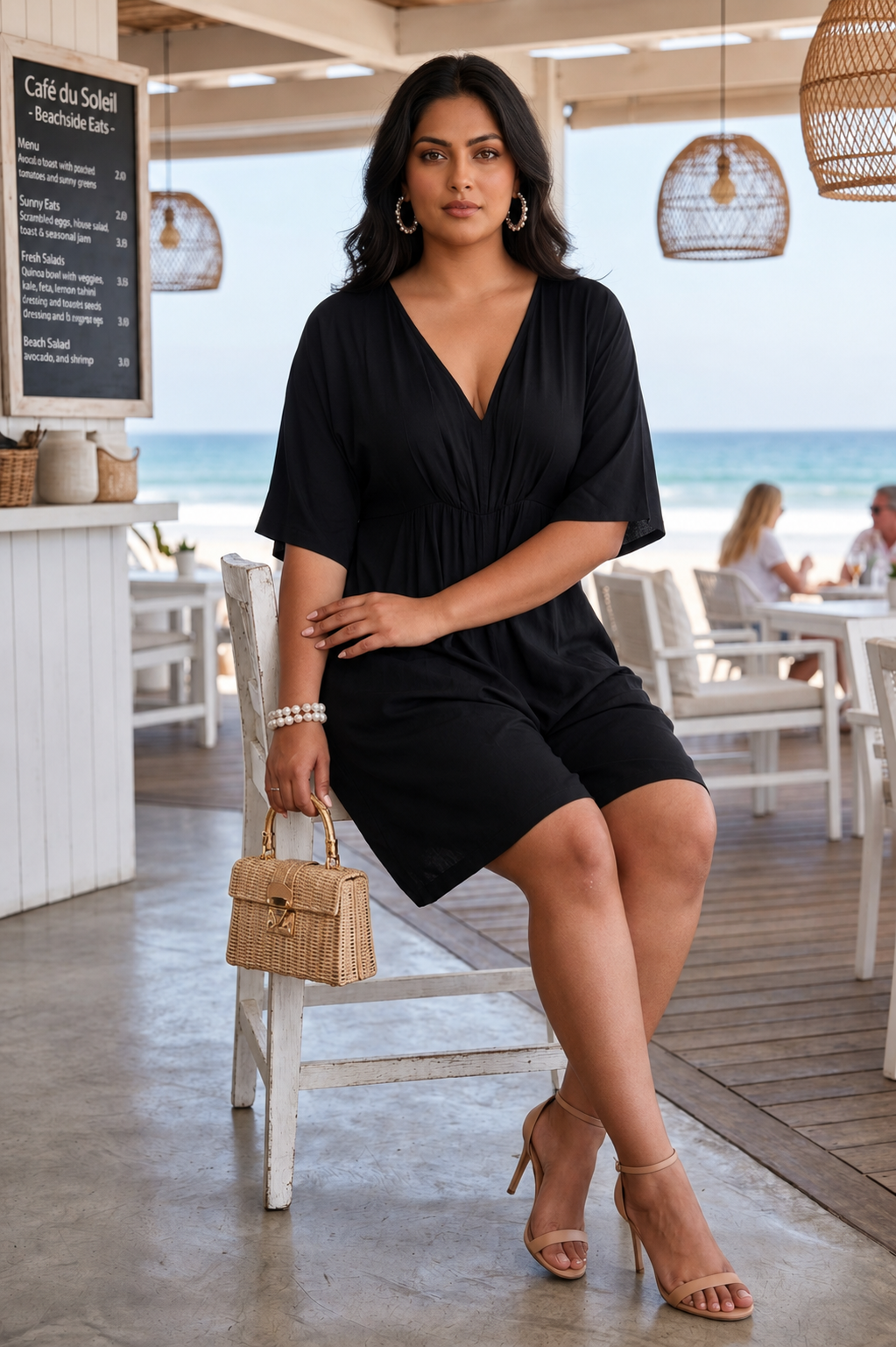 Plus Size Black Modal Blend Romper