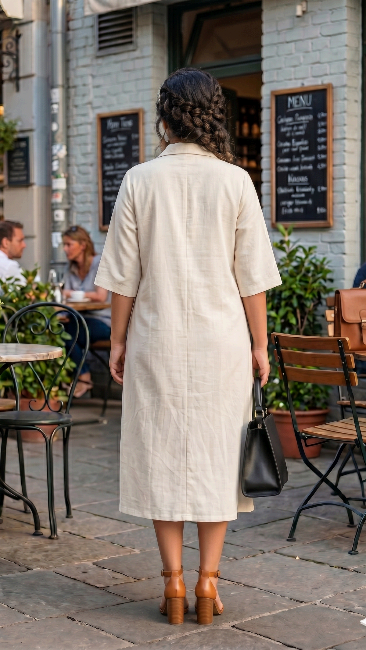Plus Size Off White Cotton Shirt Dress for Women | Relaxed Fit Midi Dress