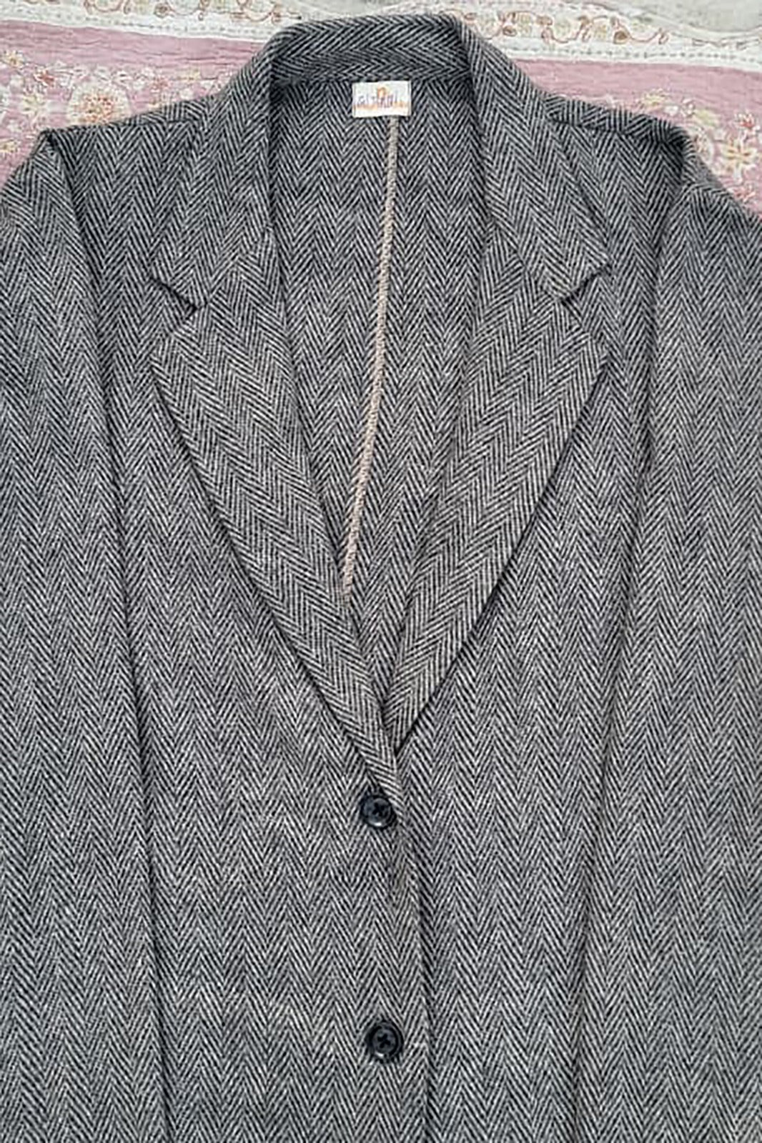 Plus Size Elegant Grey Wool-Blend Long Coat with Belt