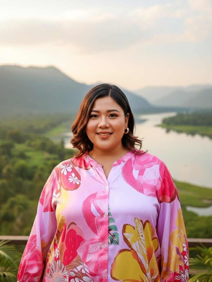 Pink Floral Print Shirt Dress