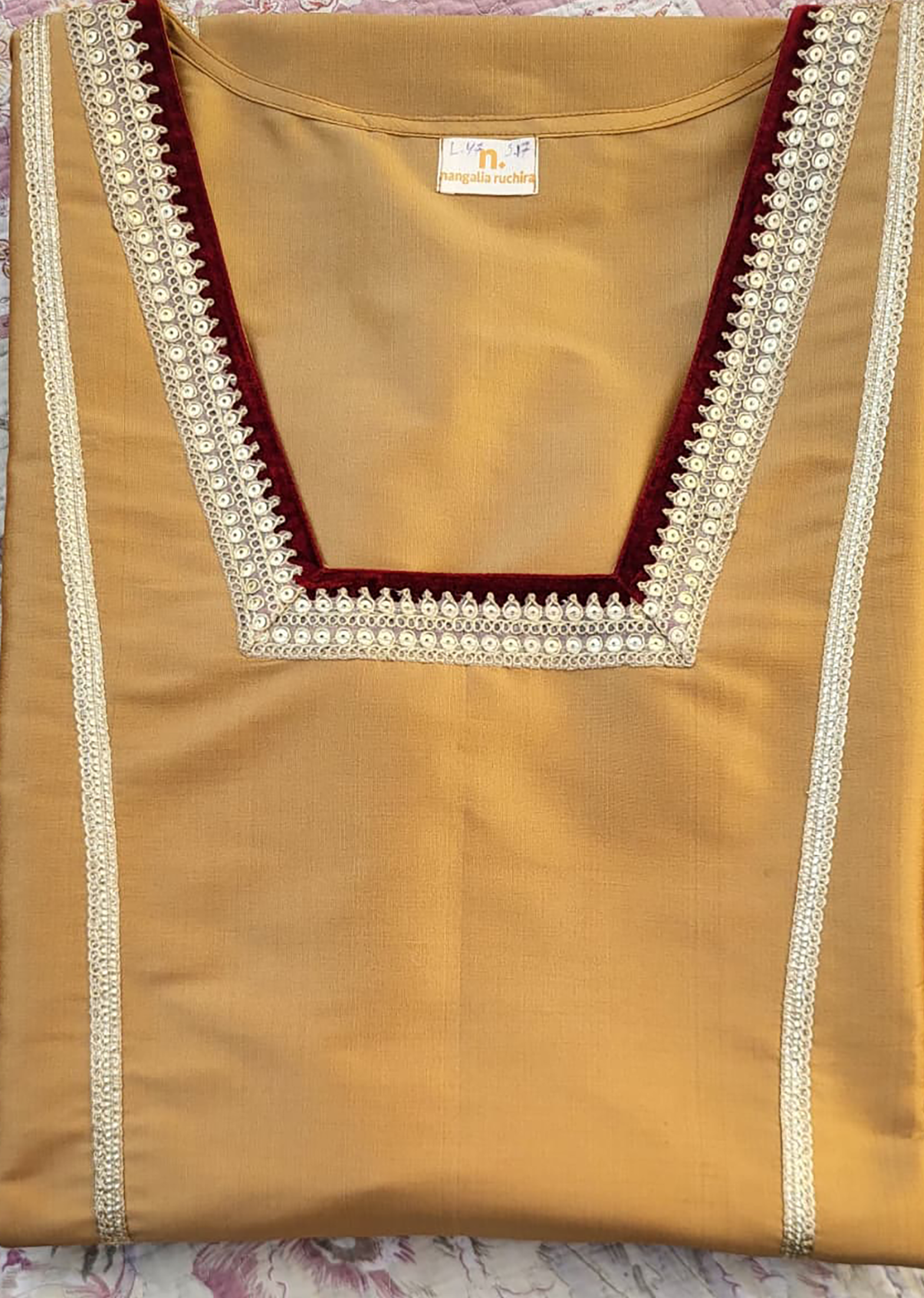 Plus Size Mustard Golden Silk Kurta, Pants & Dupatta Set for Women