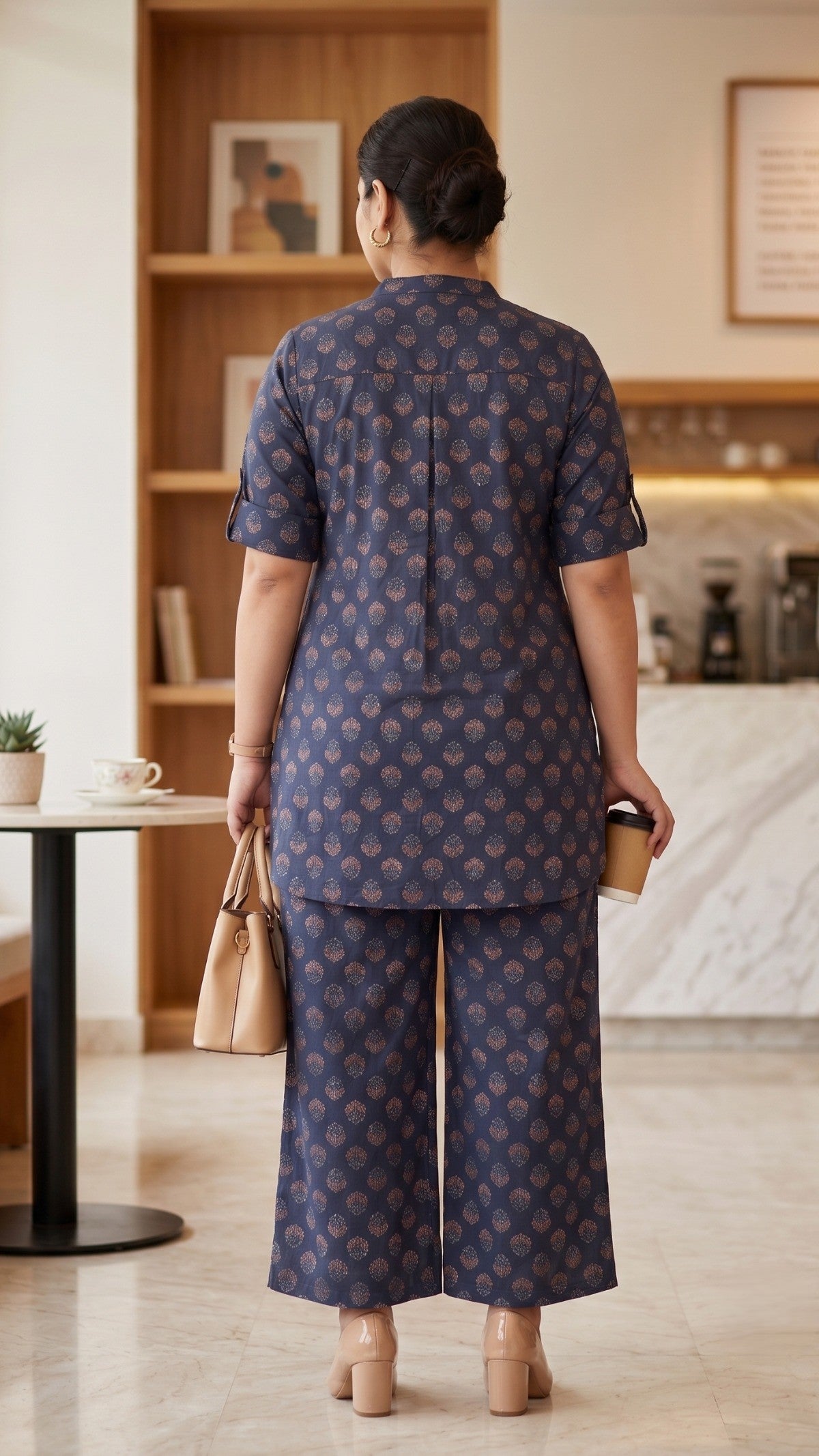 Booti Print Classic Blue Collared Co-Ord Set