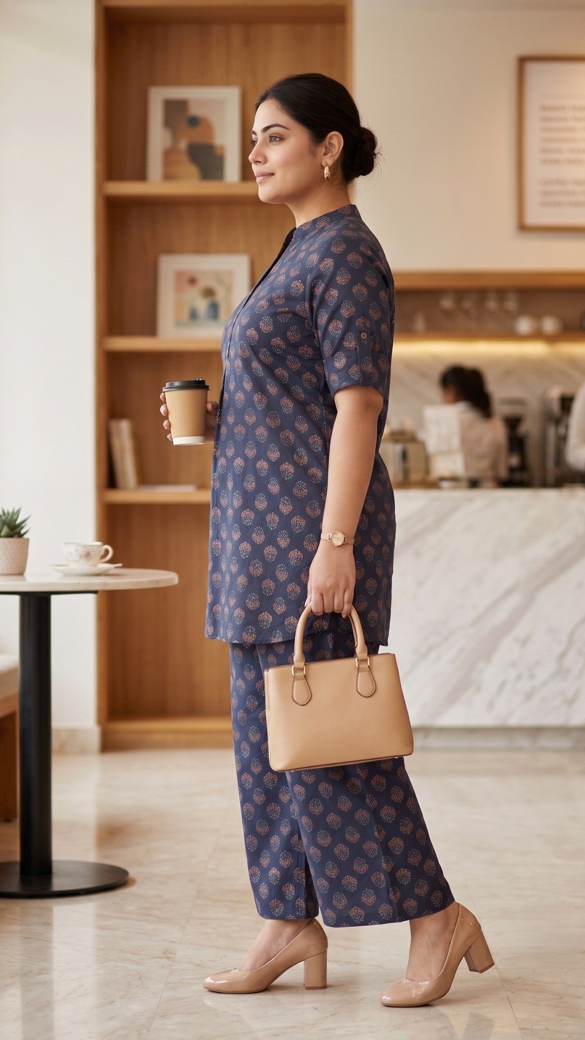 Booti Print Classic Blue Collared Co-Ord Set