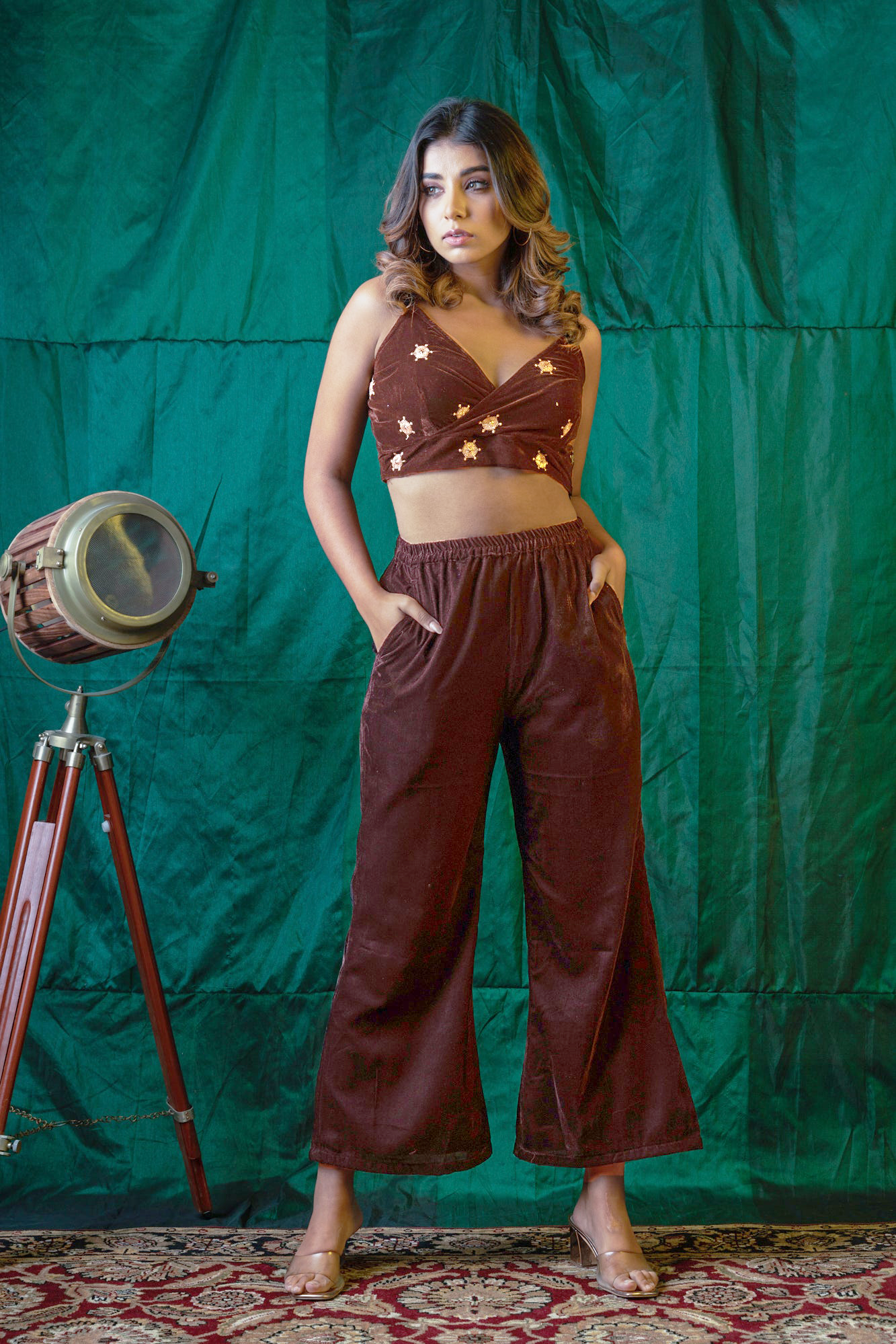 Brown Velvet Gold Bralet