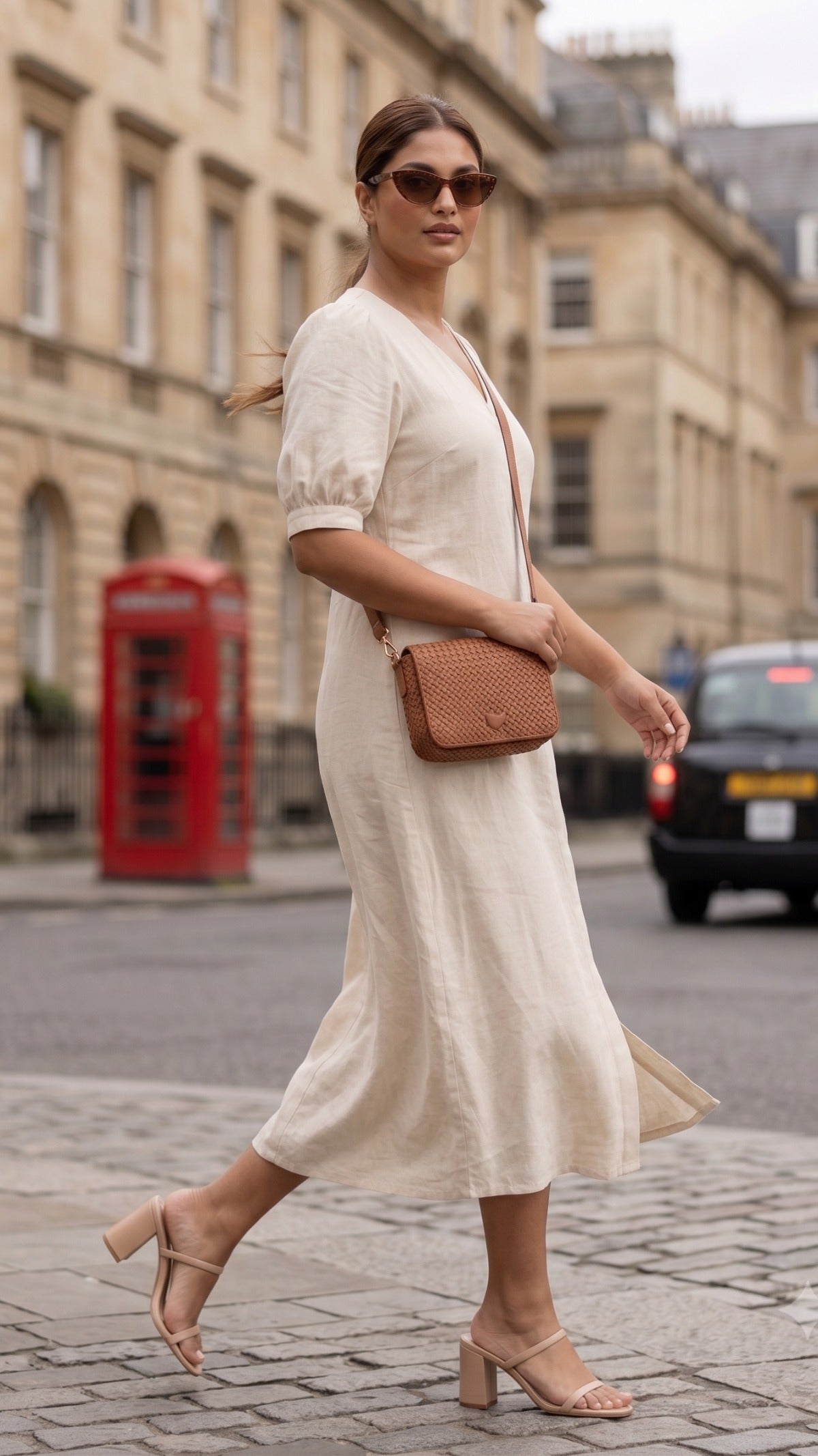 Plus Size Off-White Cotton Maxi Dress – Elegant V-Neck Flowy Dress for Women