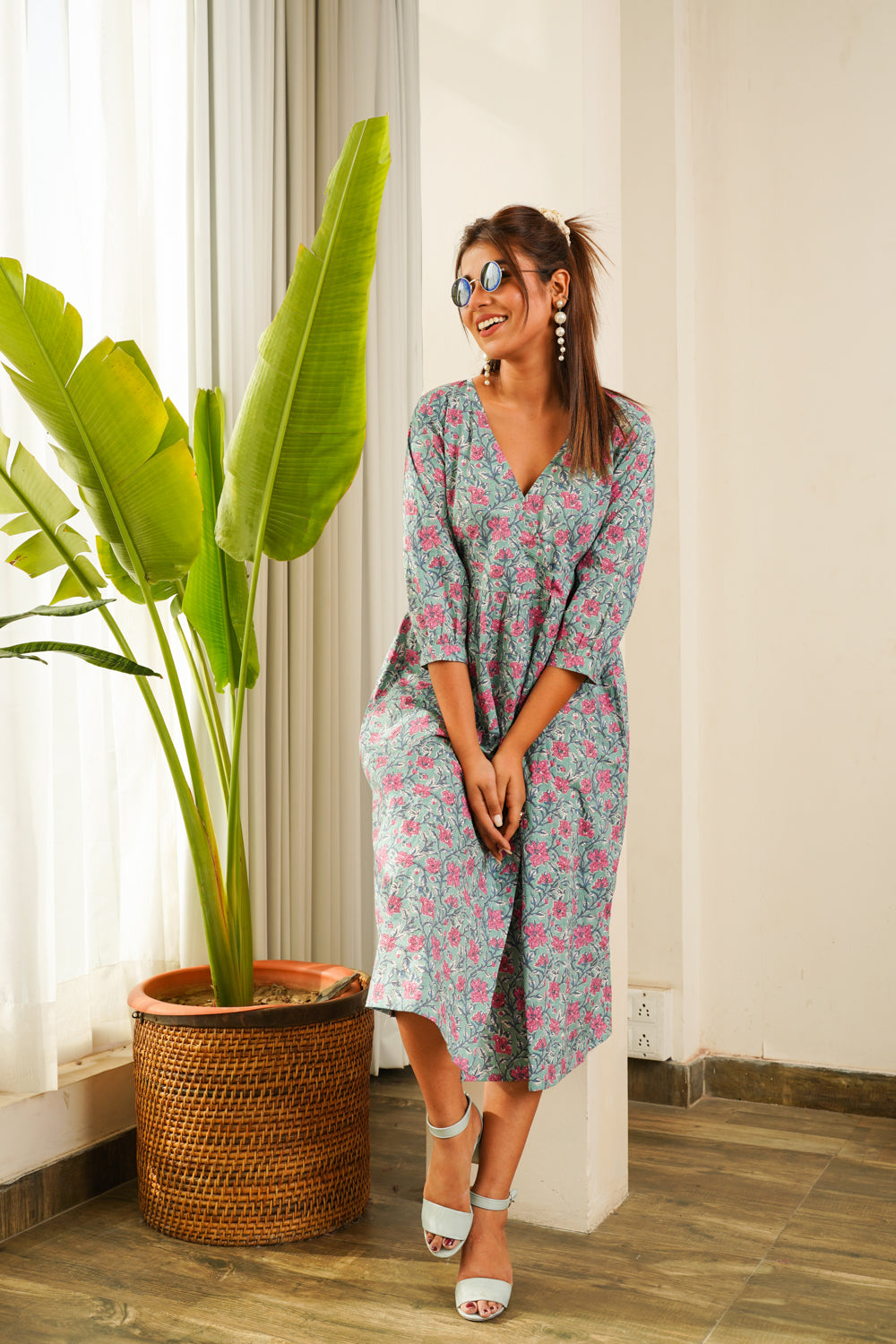 Turq Slit Dress-Plus Size