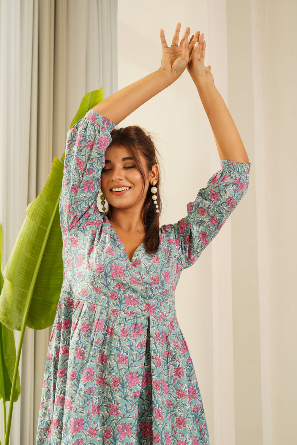 Turq Slit Dress-Plus Size