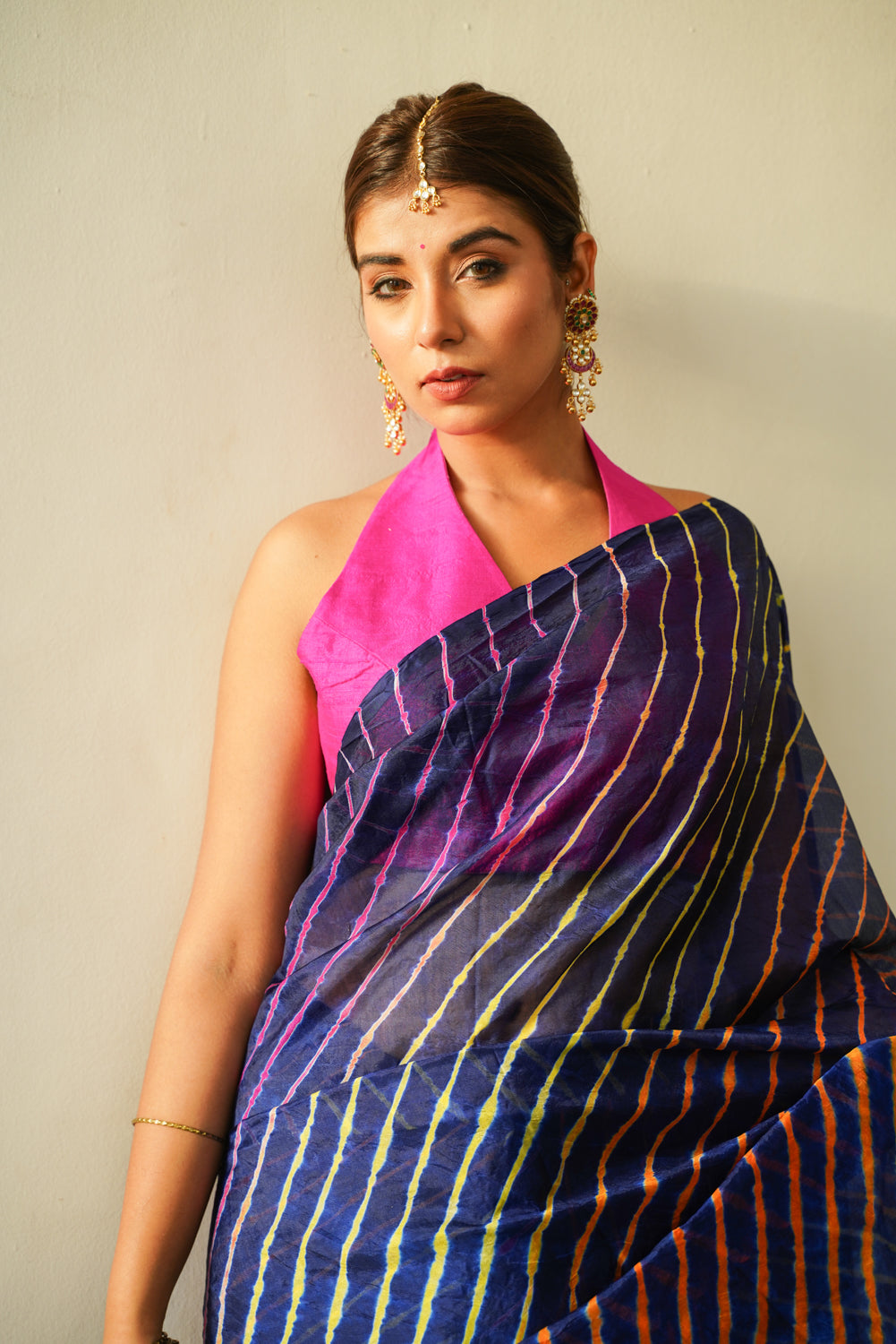 Prussian Blue Multi Leheriya Saree