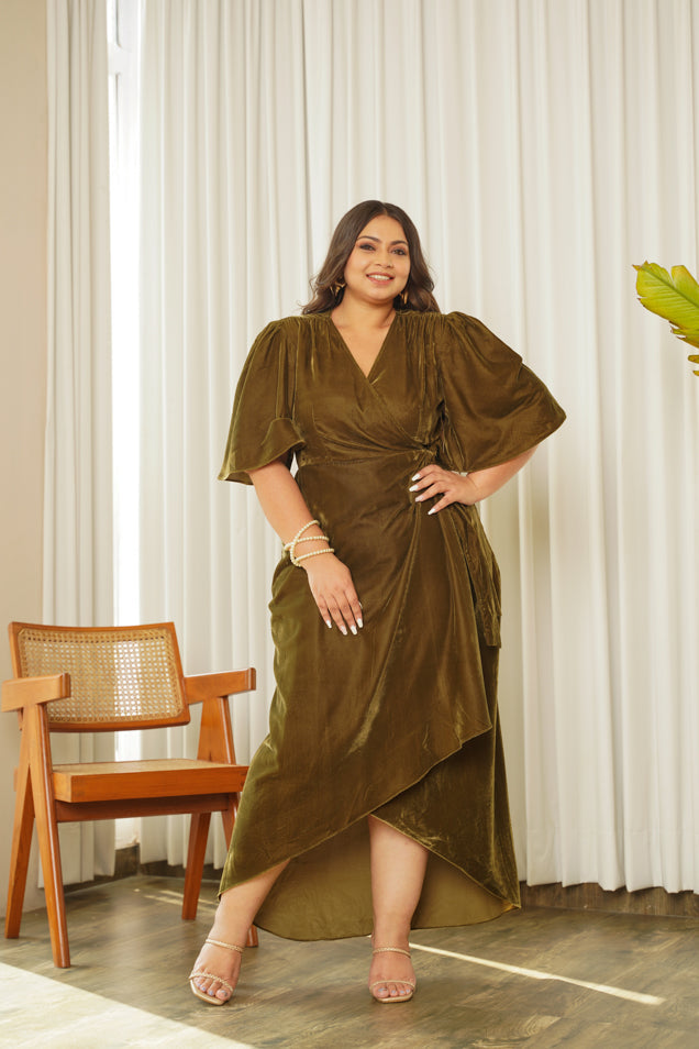 Olivia Velvet V-Neck Wrap Gown
