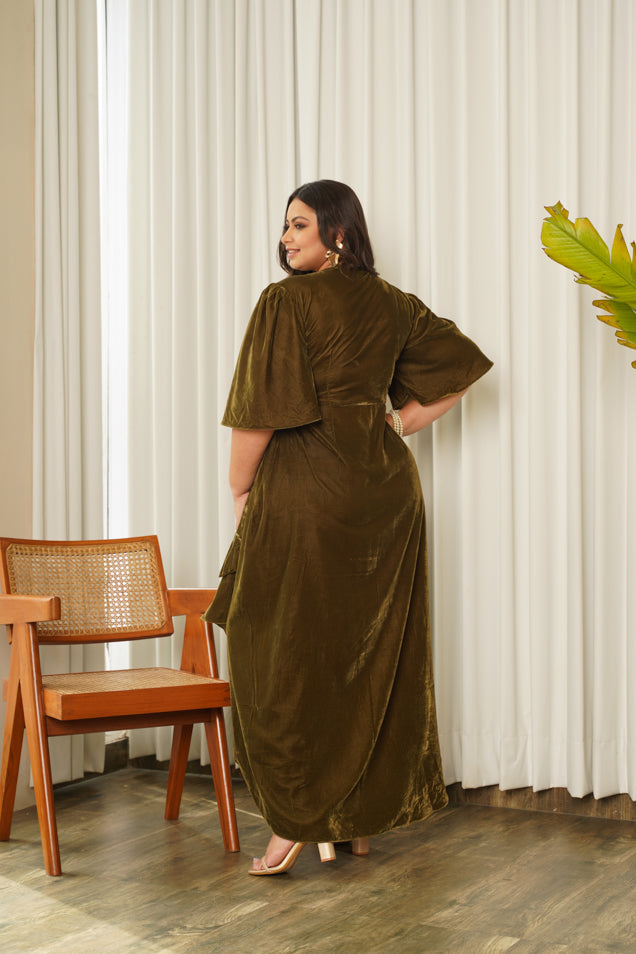 Olivia Velvet V-Neck Wrap Gown