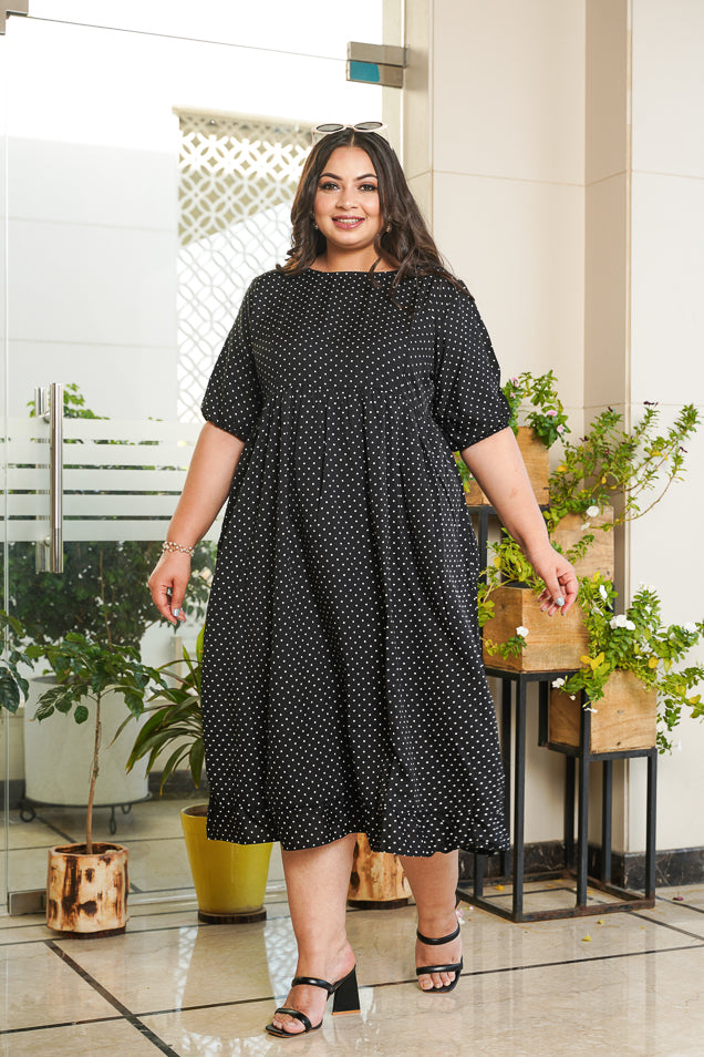 Black Polka Tiered Maxi Dress