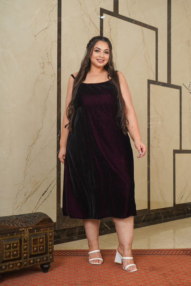 Wine Velvet Strap Dress