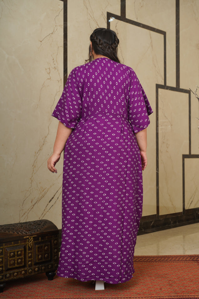 Violet Printed Cowl Indo-Western Dress