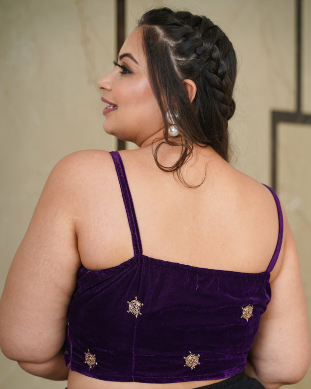 Purple Velvet Gold Bralet-Plus Size